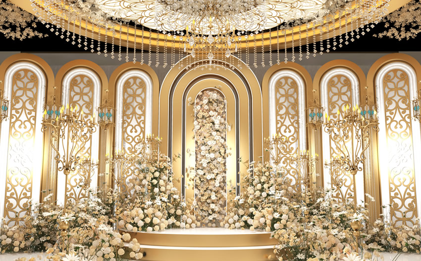 滨城香槟色调婚礼堂效果展示